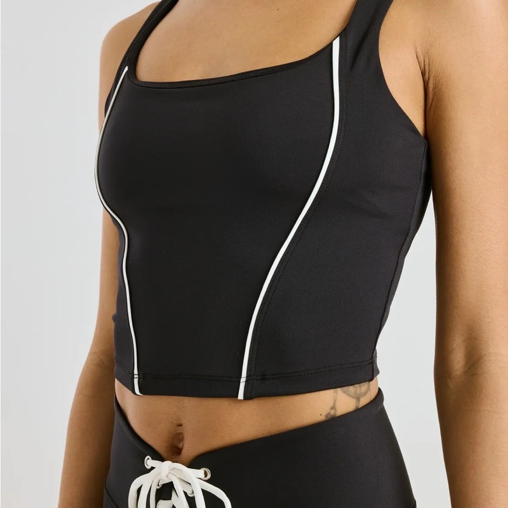 Year of Ours Black Sports Bra with White Trim